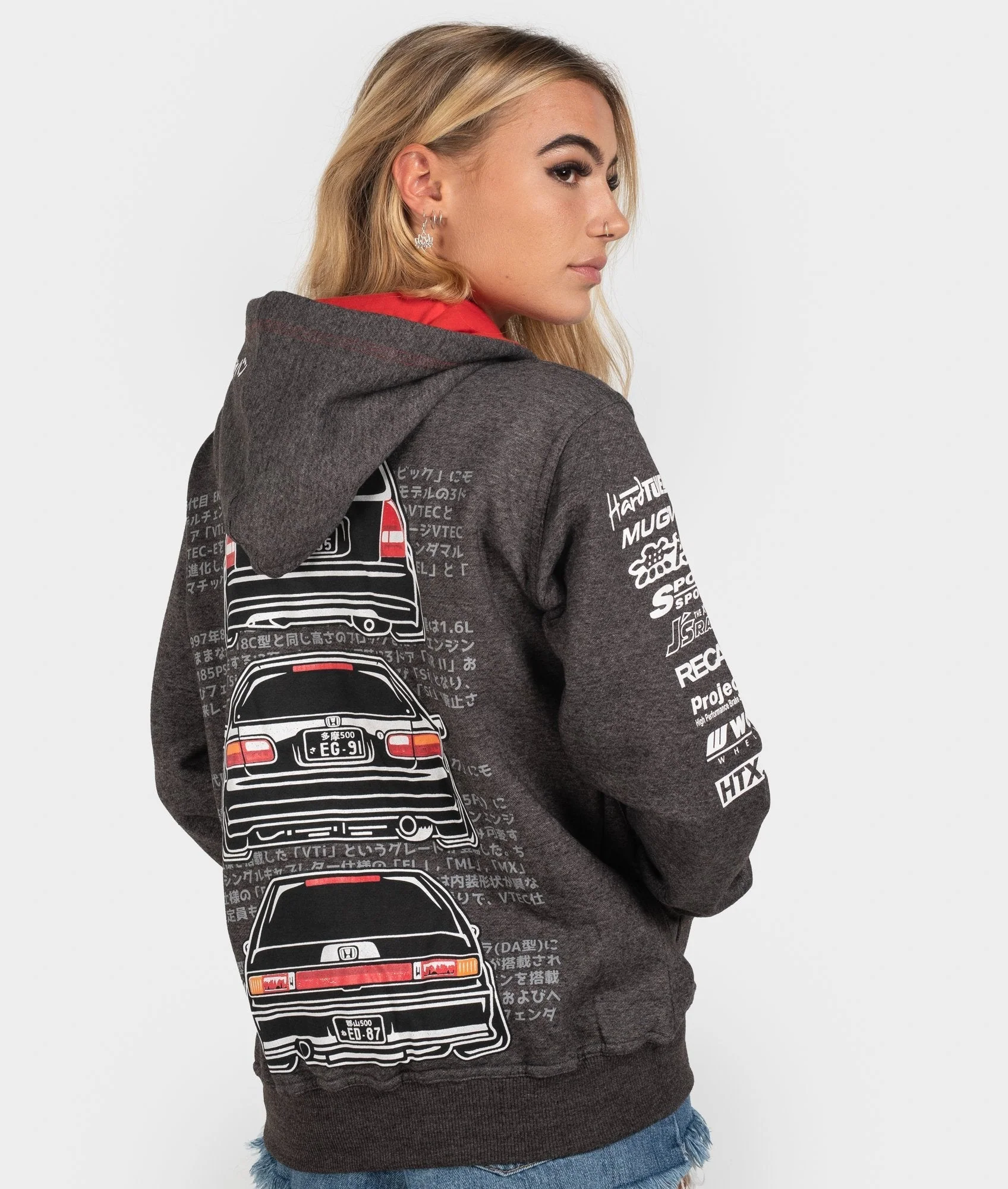 Honda Civic EK, EG, ED Womens Hoodie - Image 2